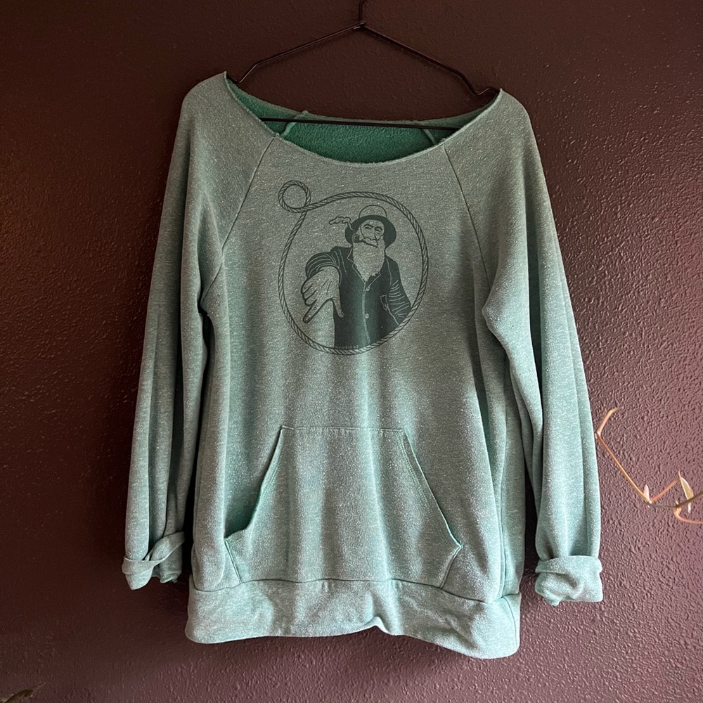 Women's Green Captain Doug Scoop Neck Sweatshirt